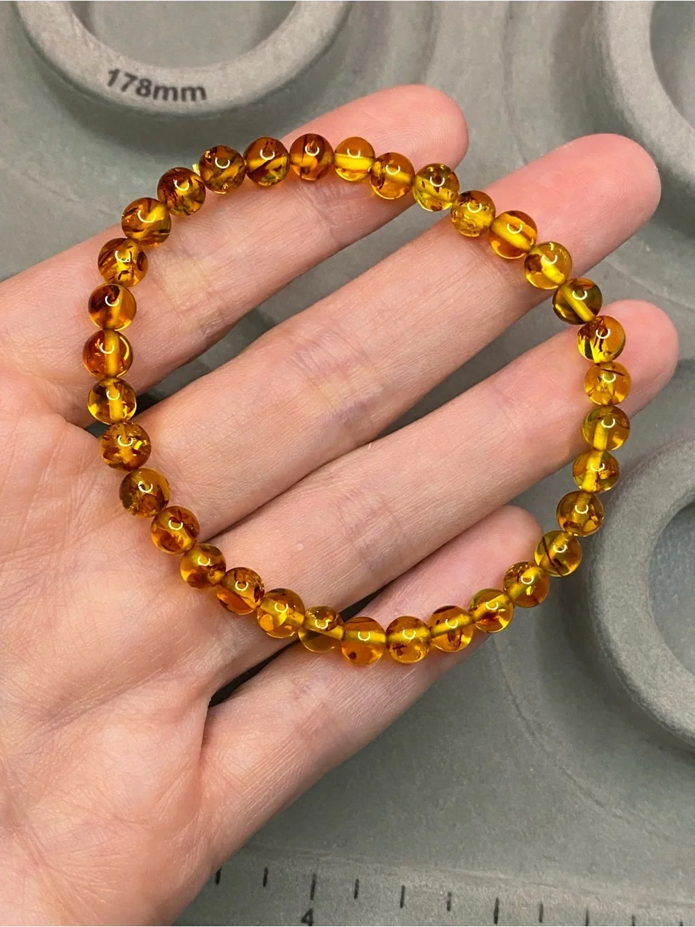 Flower Amber Stretch Bracelet 5.8mm Beads Fits Approximately 7 Inch Wrist